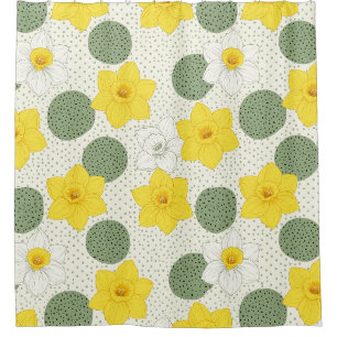 Botanical Daffodil Floral Geometric Pattern (1) Shower Curtain