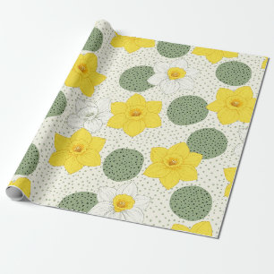 Botanical Daffodil Floral Geometric Pattern (1) Wrapping Paper