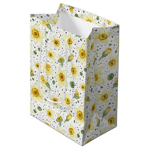 Botanical Daffodil Floral Geometric Pattern (2) Medium Gift Bag