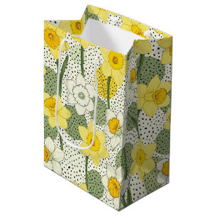 Botanical Daffodil Floral Geometric Pattern (3) Medium Gift Bag