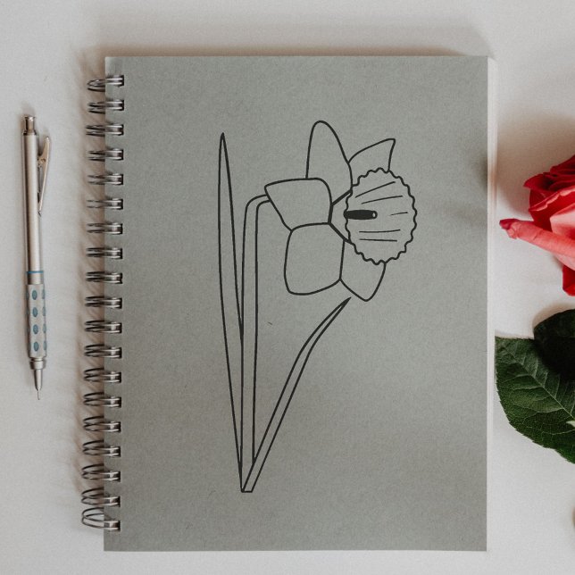 Botanical Daffodil Line Art Flower Rubber Stamp (Botanical Daffodil Line Art Flower Rubber Stamp)
