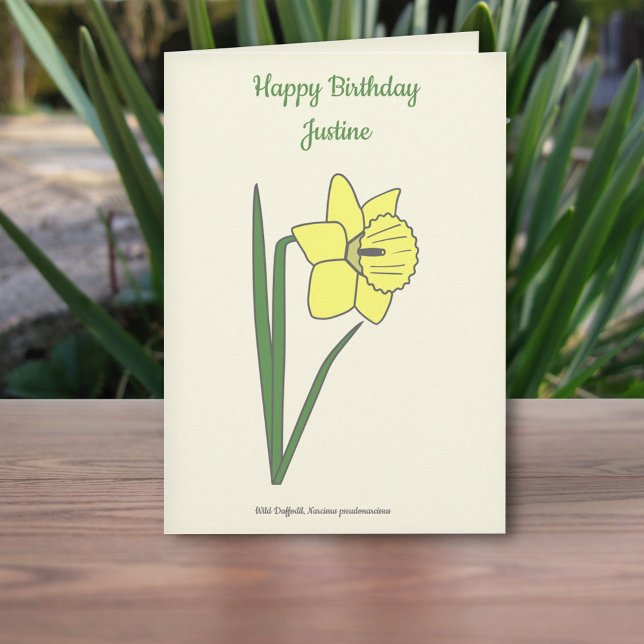 Botanical Daffodil Pastel Flower Birthday Card  (Botanical Daffodil Birthday Card )