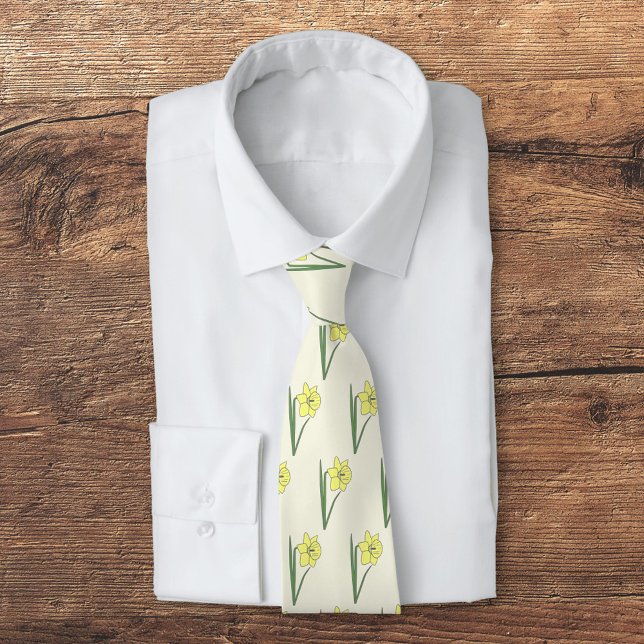 Botanical Daffodil Pastel Flower  Tie (Botanical Daffodil Neck Tie)