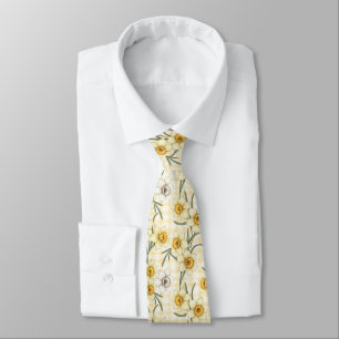 Botanical Daffodil Plaid Pattern (1) Tie