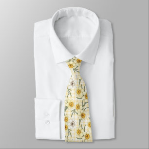 Botanical Daffodil Plaid Pattern Tie