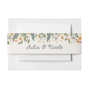 Botanical Daffodils Daisy Peony Flowers Wedding Invitation Belly Band