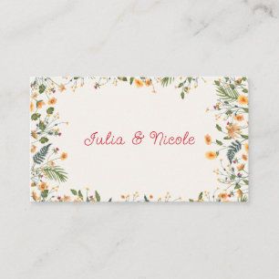 Botanical Daffodils Daisy Peony Flowers Wedding Place Card