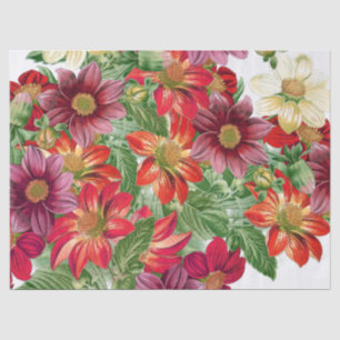 Botanical Dahlia Flowers Floral Tissue Paper