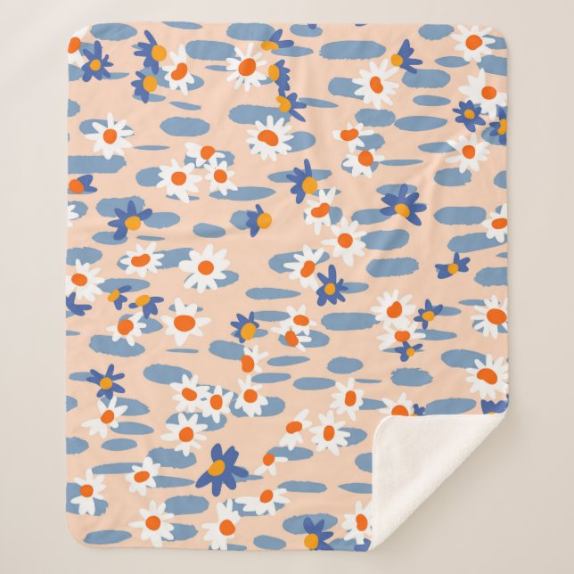 Botanical Daisies: Vintage Seamless Pattern. Sherpa Blanket (Front)
