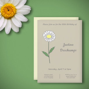 Botanical Daisy Flower Birthday Invitation