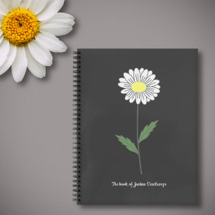 Botanical Daisy Flower Black Notebook