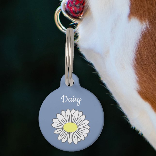 Botanical Daisy Flower Blue Pet Tag (Daisy Flower Blue Pet Tag)