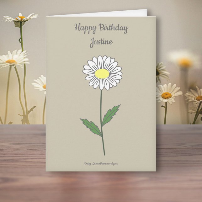 Botanical Daisy Pastel Flower  Birthday Card (Botanical Daisy Flower Birthday Card)