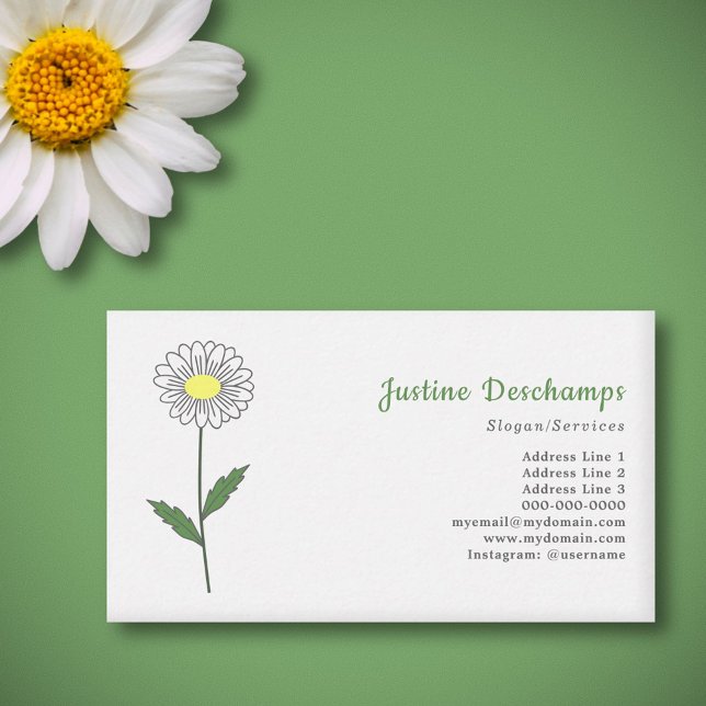 Botanical Daisy Pastel Flower  Business Card (Botanical Daisy Flower Business Card)