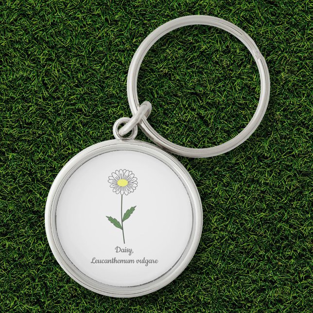 Botanical Daisy Pastel Flower Key Ring (Botanical Daisy Flower Keychain)