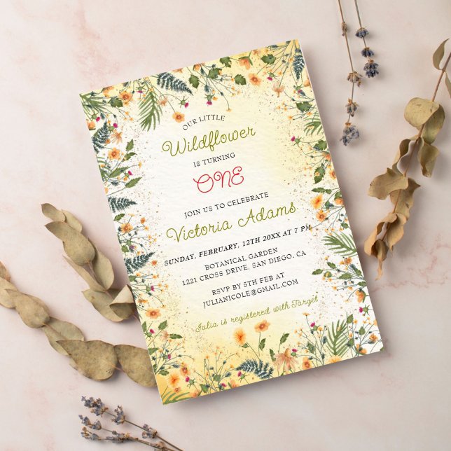 Botanical Daisy Peony Flower Garden Birthday Invitation (Creator Uploaded)