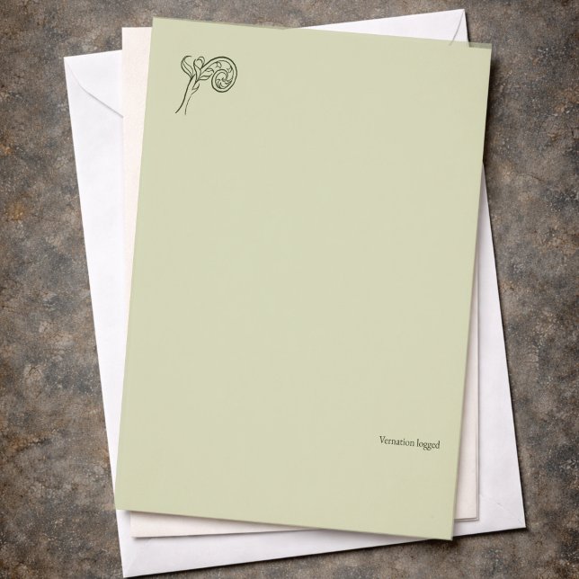 Botanical Dark Academia Fern Fiddlehead Custom Letterhead (Creator Uploaded)