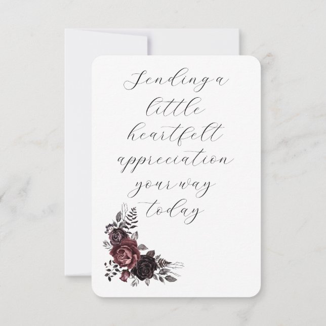 Botanical dark and moody gothic thank you cards (Back)