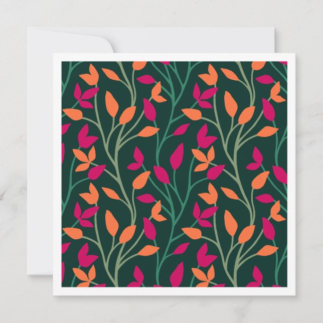 Botanical Dark Green Leaves Elegant Note Card (Front)