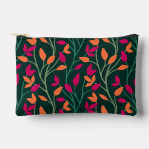 Botanical Dark Green Leaves Elegant Style Accessory Pouch