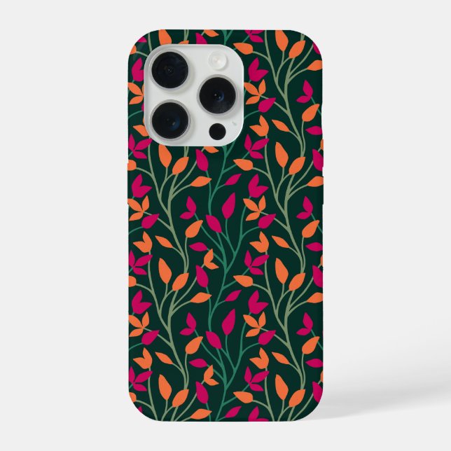 Botanical Dark Green Leaves Elegant Style iPhone Case (Back)