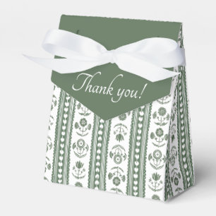 Botanical Dark Green & White Botanical Block Print Favour Box