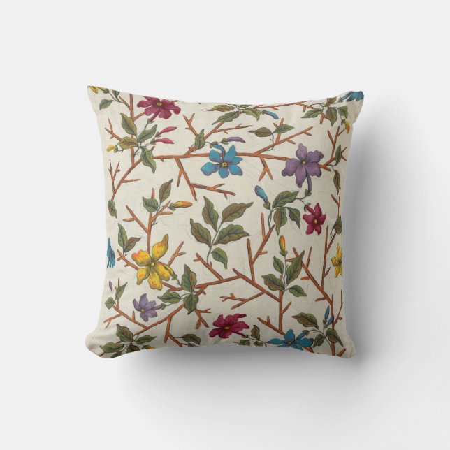 Botanical design of flowers and branches cushion (Front)