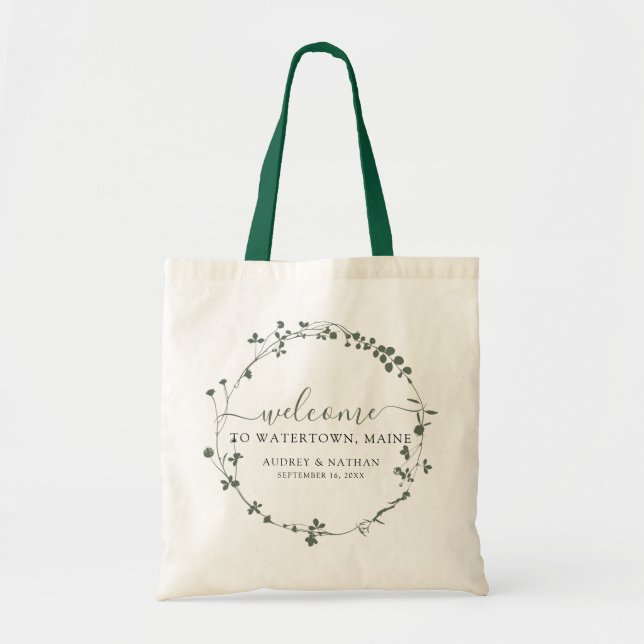 Botanical Destination Wedding Welcome Tote Bag (Front)
