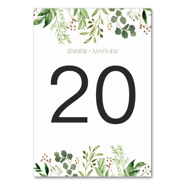 Botanical Dream Rustic Greenery Table Cards (Front)