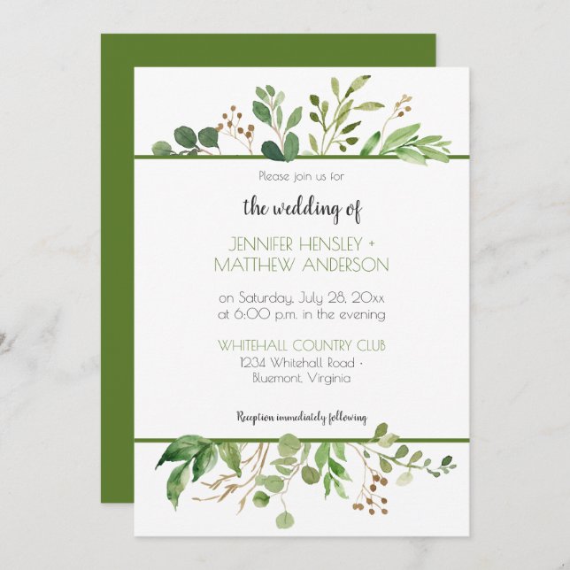 Botanical Dream Top and Bottom Frame Invitation (Front/Back)