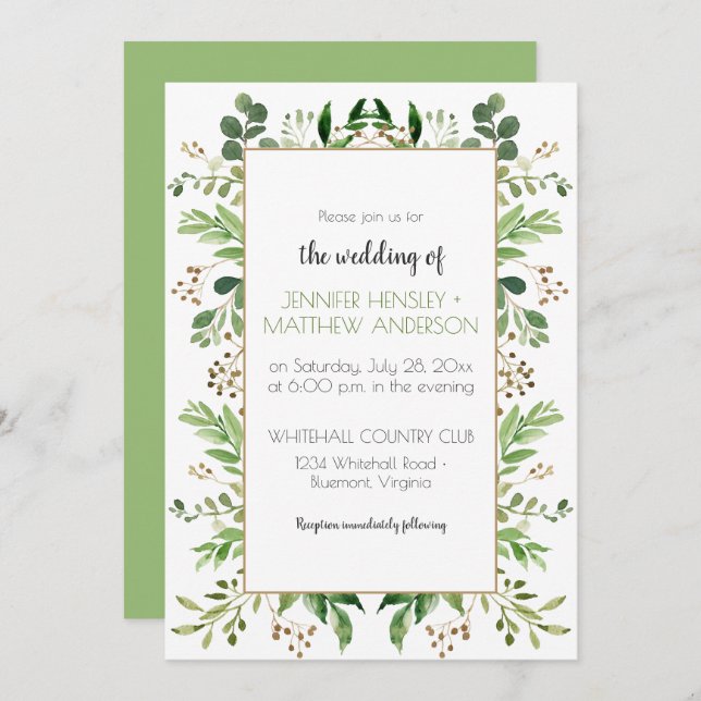 Botanical Dream Vertical Rustic Greenery Frame | Invitation (Front/Back)
