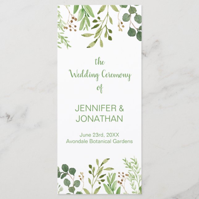Botanical Dream Wedding Program (Front)