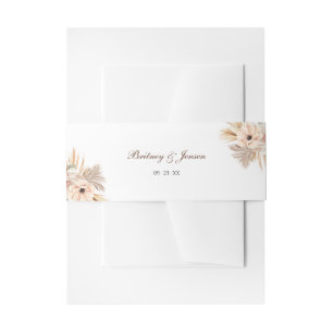 Botanical Dried Palms Neutral Tones Wrap Invitation Belly Band