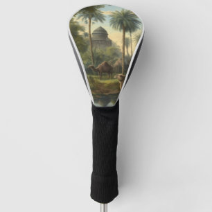 Botanical: dromedaries in the jungle near a river golf head cover