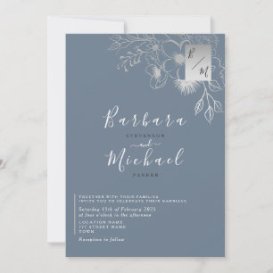 Botanical Dusty Blue Wedding Invitation