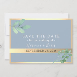 Botanical Dusty Blue Wedding Save The Date