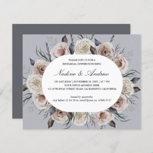 Botanical Dusty Rose Grey Wedding rehearsal dinner