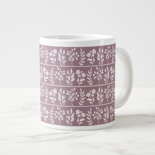 Botanical Dusty Rose Mauve Floral Garden Art Large Coffee Mug