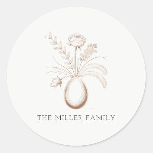 Botanical Easter Personalised Round Sticker