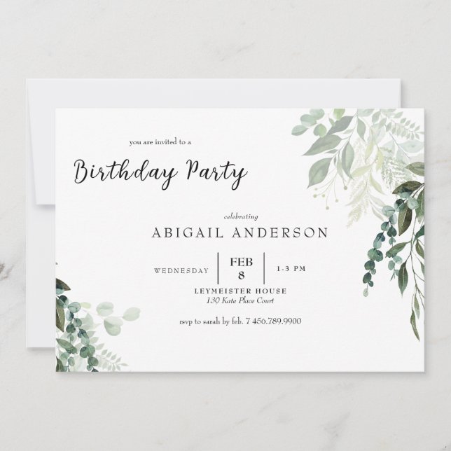 Botanical Elegance Birthday Party Invitation (Front)