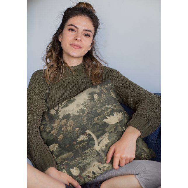 Botanical Elegance – Swan in the Forest Cushion (Creator Uploaded)