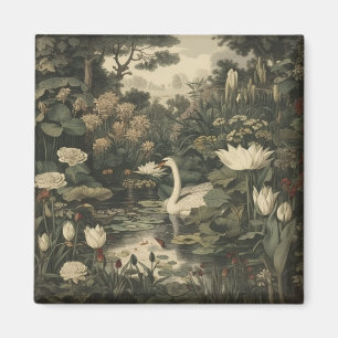 Botanical Elegance – Swan in the Forest Magnet