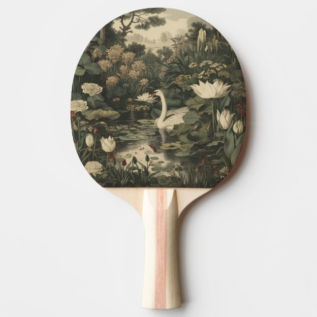 Botanical Elegance – Swan in the Forest Ping Pong Paddle (Front)