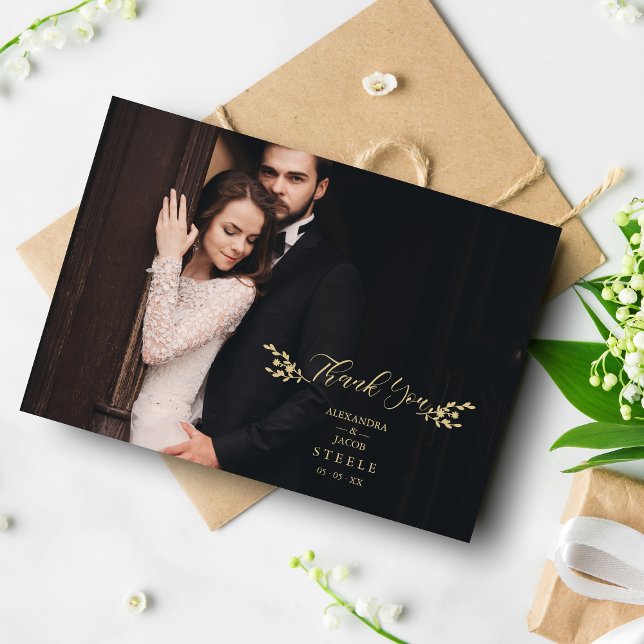 Botanical Elegant Branches Custom Photo Wedding Thank You Card (Creator Uploaded)