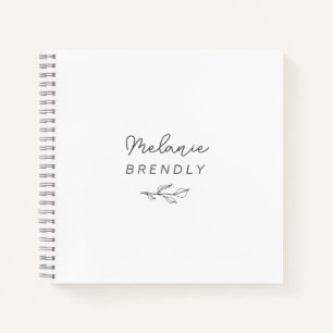 Botanical Elegant Modern Minimalist White Notebook