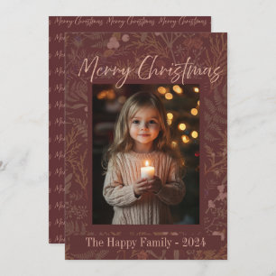 Botanical Elegant Photo Merry Christmas  Holiday Card