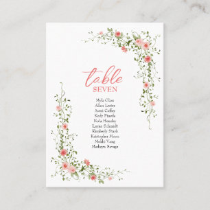 Botanical Elegant pink roses Script Wedding Place Card