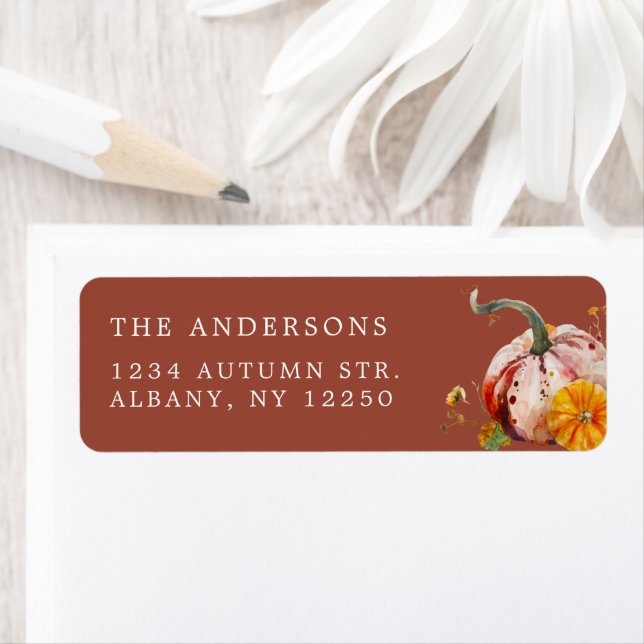 Botanical Elegant Pumpkins Fall Return Address Label (Insitu)
