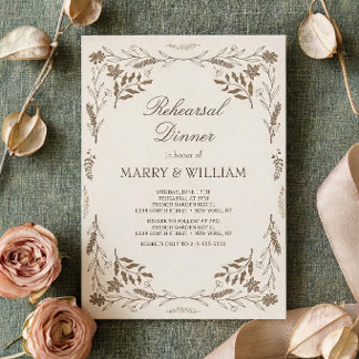 Botanical Elegant Rehearsal Dinner Invitation Card