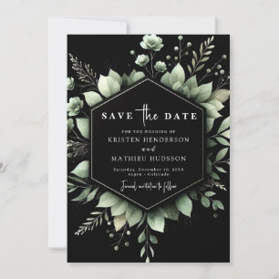 Botanical Elegant Romance Sage Green Wedding  Save The Date